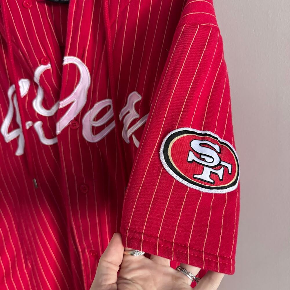 NFL San Francisco 49ers Short Sleeve Vintage Style Jersey Sweatshirt Hood Medium - Picture 2 of 7